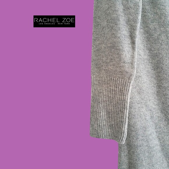 RACHEL ZOE NEW Minimalist Soft Merino Wool Cowl Neck Mini Sweater Dress M - Picture 7 of 12